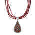 Native American 4 Strand Coral Multistone Silver Pendant Necklace Set JX130659