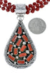 Native American 4 Strand Coral Multistone Silver Pendant Necklace Set JX130660