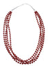 Native American 4 Strand Coral Multistone Silver Pendant Necklace Set JX130660
