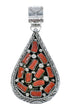 Native American 4 Strand Coral Multistone Silver Pendant Necklace Set JX130660