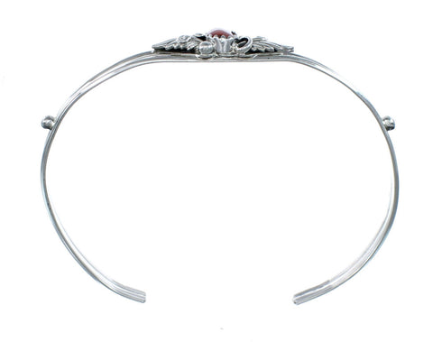 Native American Coral And Sterling Silver Cuff Bracelet JX130701