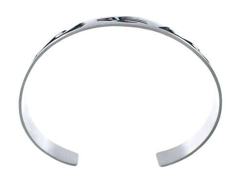 Navajo Authentic Sterling Silver Water Wave Bear Paw Cuff Bracelet JX130679