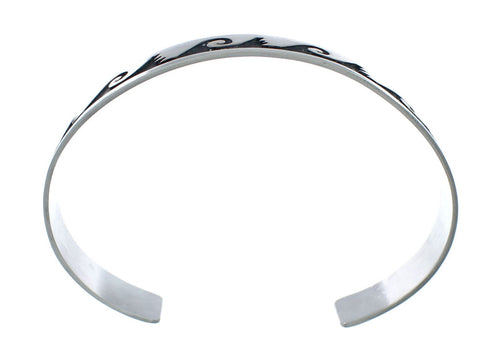 Native American Navajo Authentic Sterling Silver Water Wave Cuff Bracelet JX130682