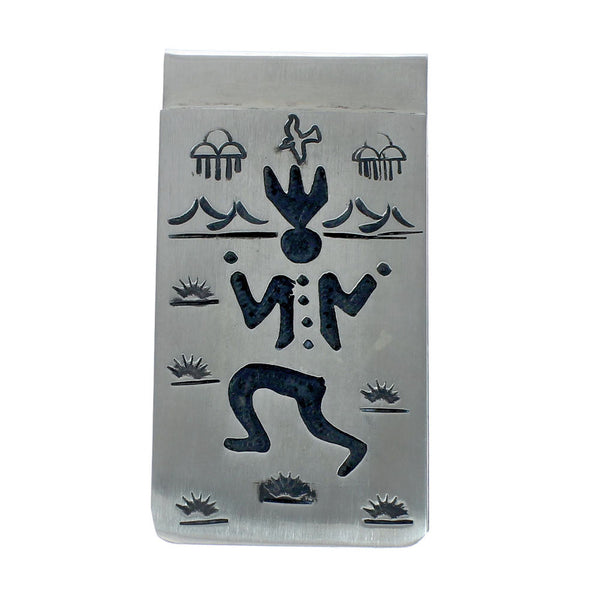 Native American Genuine Sterling Silver Kachina Figure Money Clip JX130709