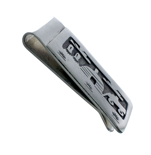 Native American Genuine Sterling Silver Pueblo Village Money Clip JX130716