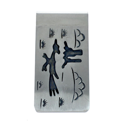 Genuine Sterling Silver Native American Roadrunner Money Clip JX130719