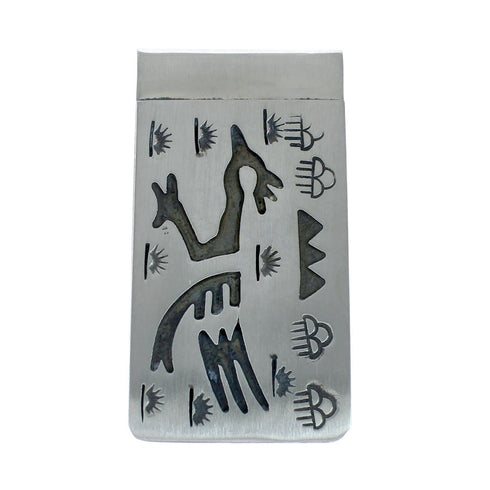 Genuine Sterling Silver Native American Roadrunner Money Clip JX130720