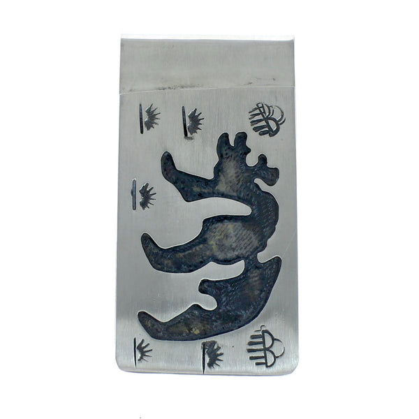 Native American Genuine Sterling Silver Bear Money Clip JX130721