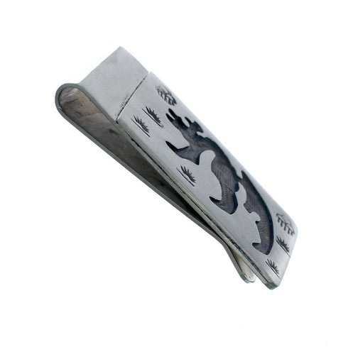 Native American Genuine Sterling Silver Bear Money Clip JX130721