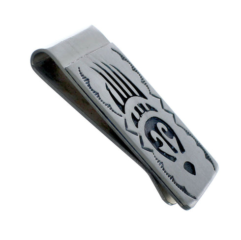 Native American Genuine Sterling Silver Bear Paw Money Clip JX130729