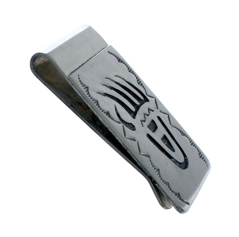 Native American Genuine Sterling Silver Bear Paw Money Clip JX130730