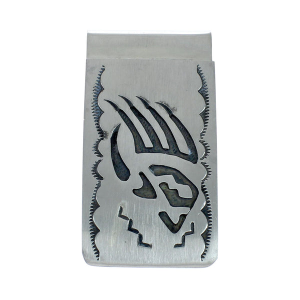 Native American Genuine Sterling Silver Bear Paw Money Clip JX130732