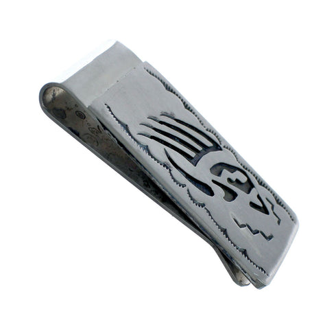 Native American Genuine Sterling Silver Bear Paw Money Clip JX130732