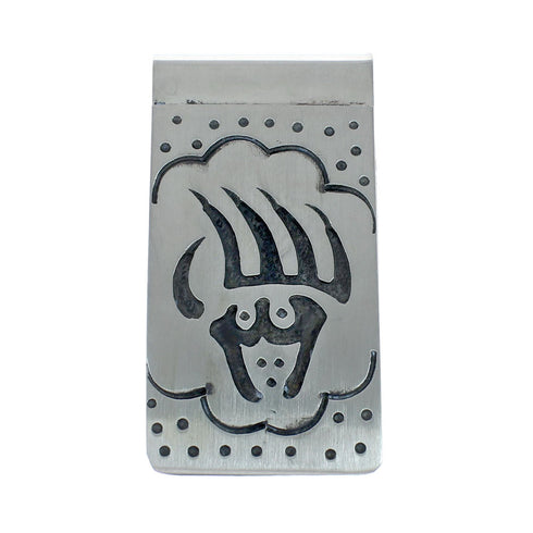 Native American Genuine Sterling Silver Bear Paw Money Clip JX130734