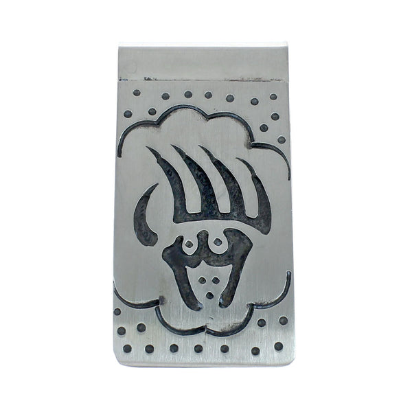 Native American Genuine Sterling Silver Bear Paw Money Clip JX130734