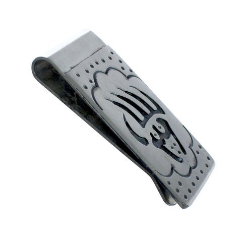 Native American Genuine Sterling Silver Bear Paw Money Clip JX130734