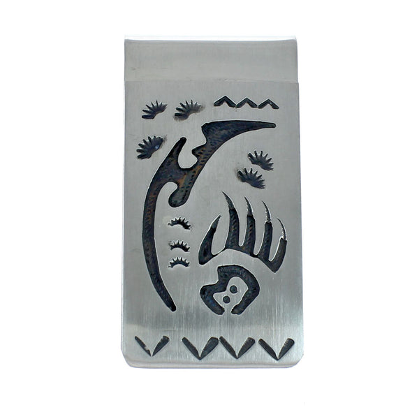 Native American Genuine Sterling Silver Bear Paw Money Clip JX130735