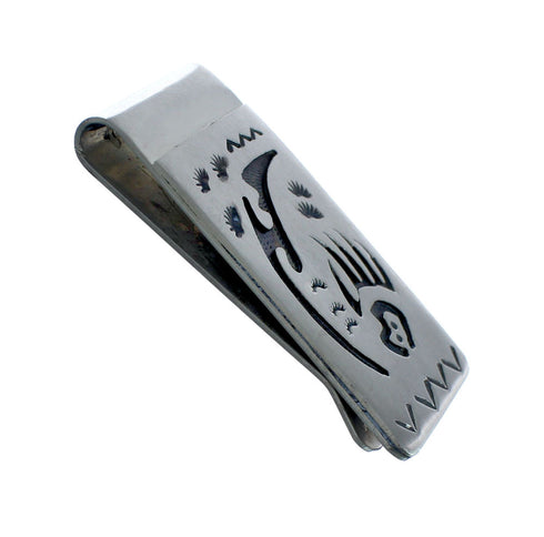 Native American Genuine Sterling Silver Bear Paw Money Clip JX130735