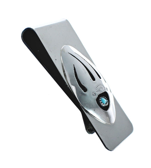 Native American Sterling Silver Turquoise Bear Paw Money Clip JX130744