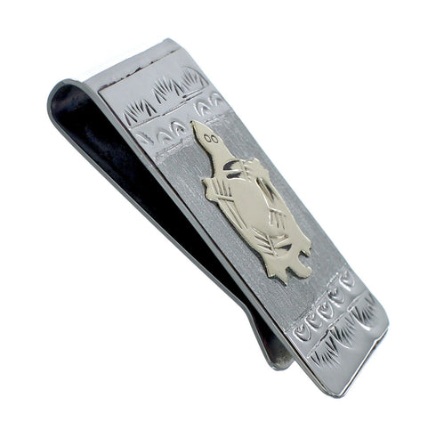 Native American Navajo Genuine Sterling Silver And 12KGF Turtle Money Clip JX130742