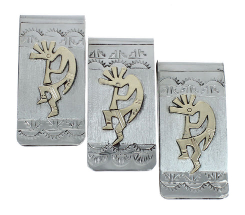 Native American Navajo Genuine Sterling Silver And 12KGF Kokopelli Money Clip JX130743