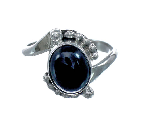 Native American Onyx Sterling Silver Ring Size 7-1/2 JX130766