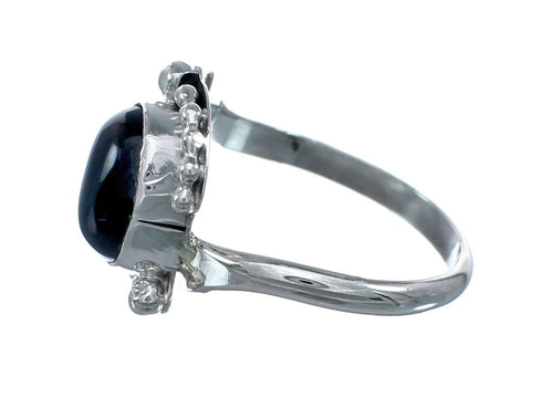 Native American Onyx Sterling Silver Ring Size 7-1/2 JX130766