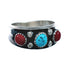 Navajo Turquoise Coral Sterling Silver Ring Size 12-3/4 JX130817