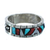 Multicolor Inlay Native American Sterling Silver Ring Size 9-3/4 JX130824