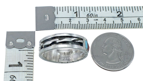 Multicolor Inlay Native American Sterling Silver Ring Size 9-3/4 JX130824