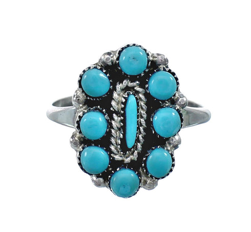 Native American Zuni Sterling Silver Turquoise Ring Size 8 JX130797