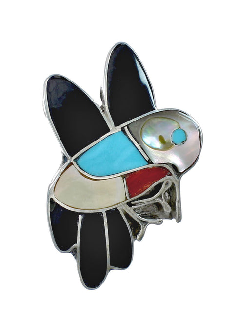 Hummingbird Zuni Multicolor Inlay Sterling Silver Ring Size 7-3/4 JX130846