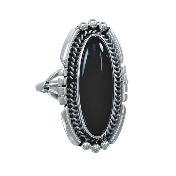 Native American Onyx Sterling Silver Ring Size 7 JX130760