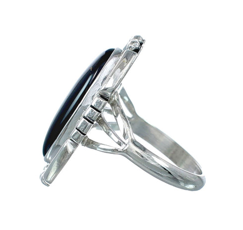 Native American Onyx Sterling Silver Ring Size 9 JX130762