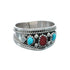 Navajo Turquoise Coral Sterling Silver Ring Size 10-3/4 JX130822
