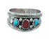 Navajo Turquoise Coral Sterling Silver Ring Size 10-3/4 JX130822