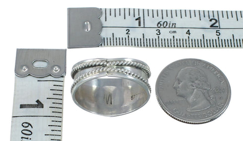 Navajo Turquoise Coral Sterling Silver Ring Size 10-3/4 JX130822