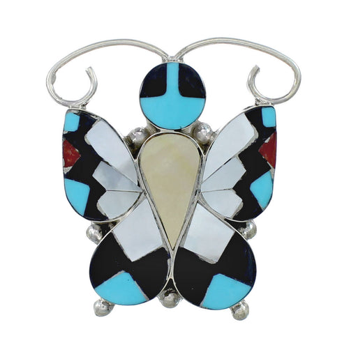 Genuine Sterling Silver Zuni Multicolor Butterfly Ring Size 8 JX130848