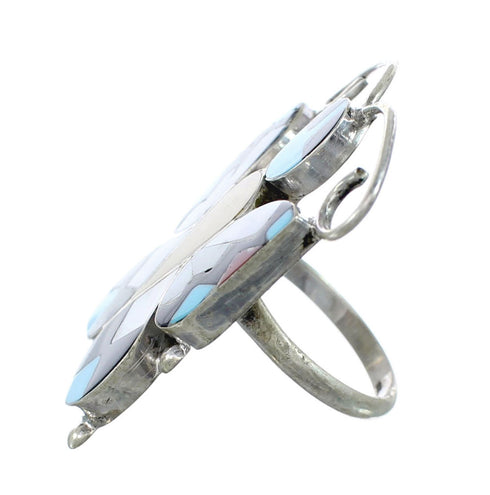 Genuine Sterling Silver Zuni Multicolor Butterfly Ring Size 8 JX130848