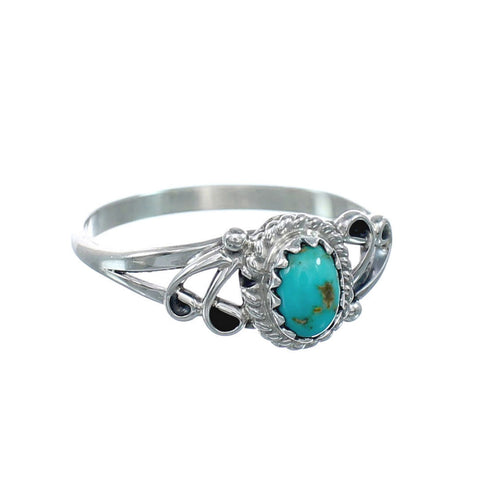 Navajo Genuine Sterling Silver Turquoise Ring Size 5-1/2 JX130773