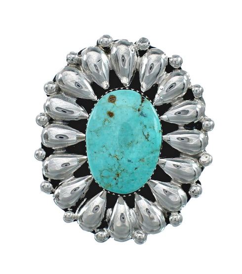 Navajo Genuine Sterling Silver Turquoise Ring Size 10-1/4 JX130787