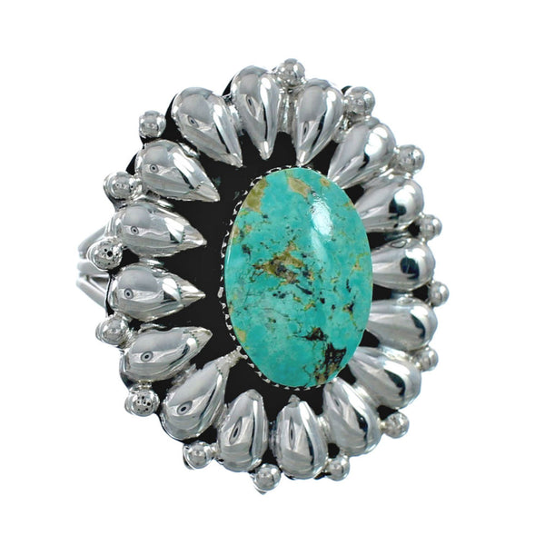 Navajo Genuine Sterling Silver Turquoise Ring Size 10-1/2 JX130788