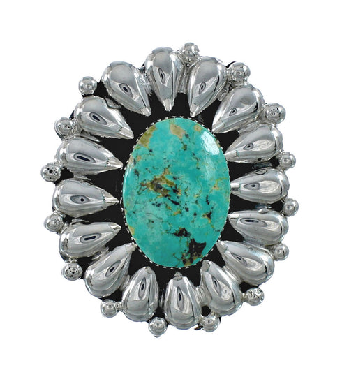 Navajo Genuine Sterling Silver Turquoise Ring Size 10-1/2 JX130788