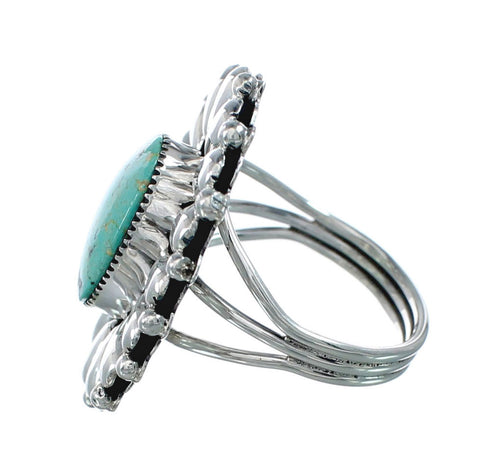 Navajo Genuine Sterling Silver Turquoise Ring Size 10-1/2 JX130788