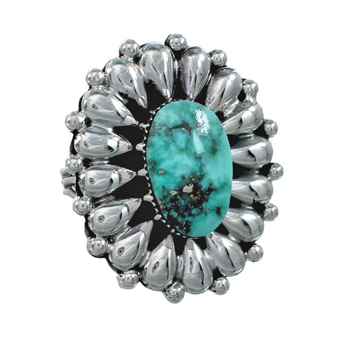 Navajo Genuine Sterling Silver Turquoise Ring Size 10-1/4 JX130789