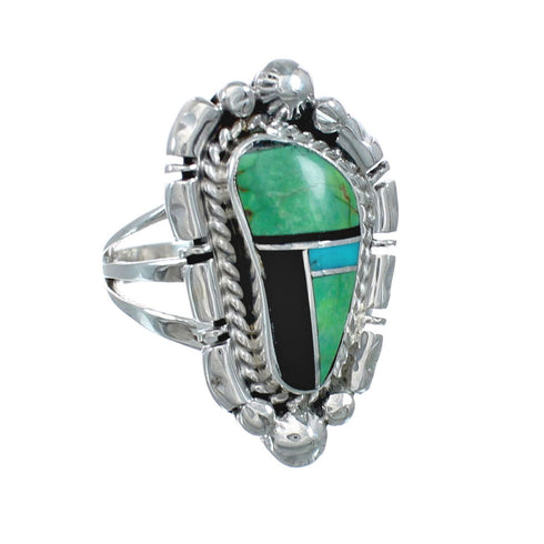 Native American Sterling Silver Multicolor Ring Size 6 JX130840