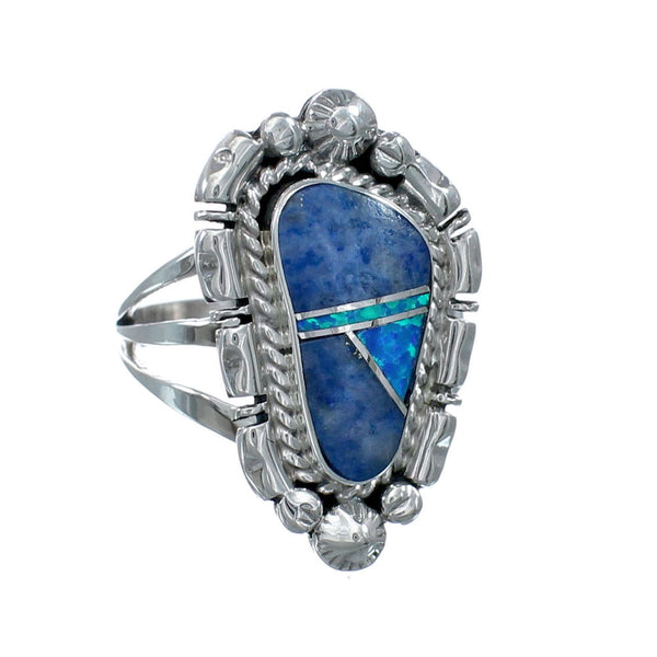 Native American Sterling Silver Multicolor Ring Size 8-1/2 JX130841