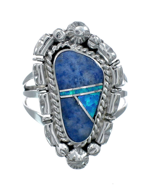 Native American Sterling Silver Multicolor Ring Size 8-1/2 JX130841