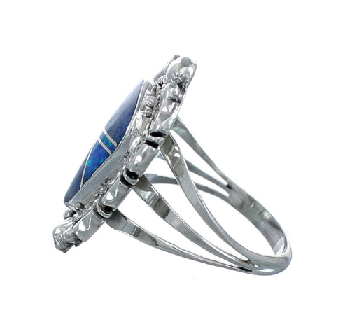 Native American Sterling Silver Multicolor Ring Size 8-1/2 JX130841