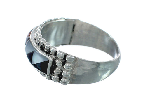 Multicolor Inlay Native American Sterling Silver Ring Size 8-3/4 JX130829